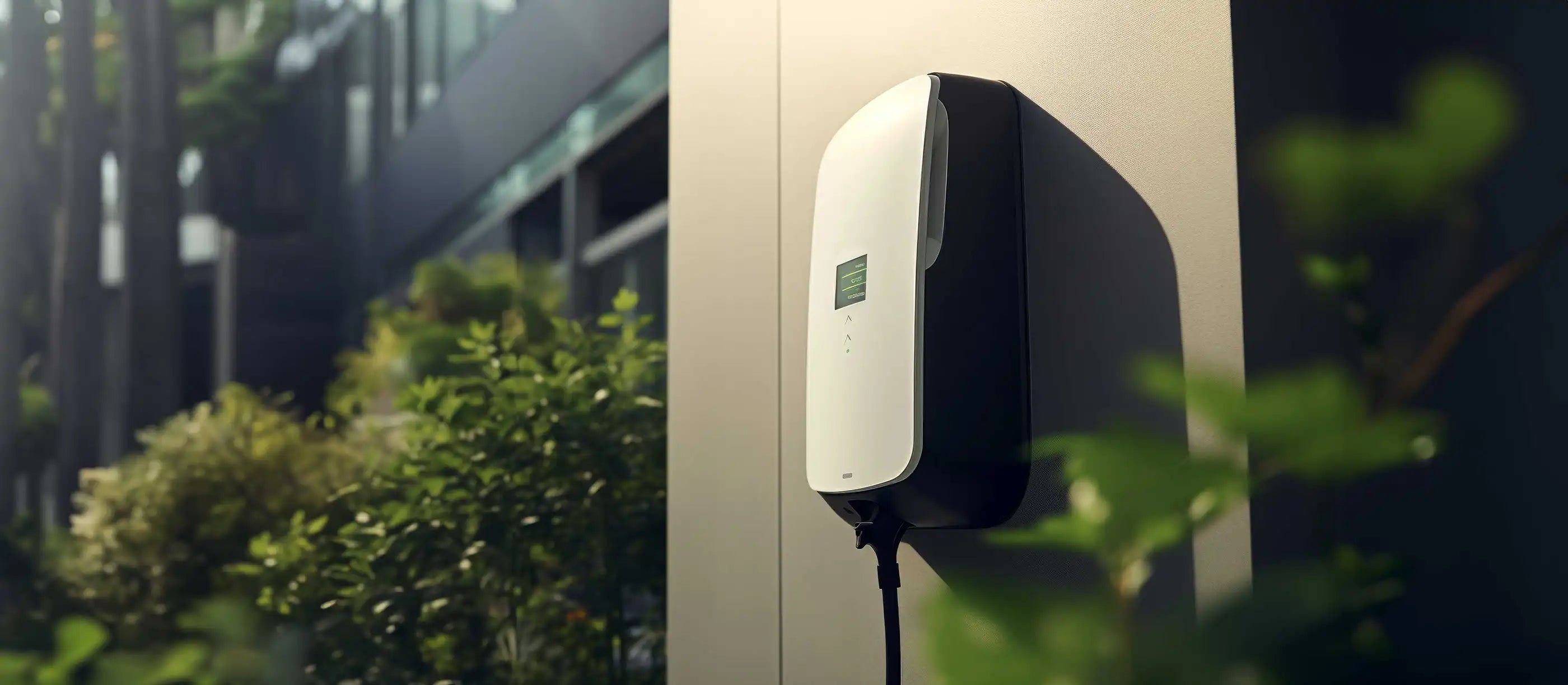 Moderne Wallbox zur Ladung von Elektrofahrzeugen, installiert an einer Hauswand in Reutlingen, Tübingen und Stuttgart