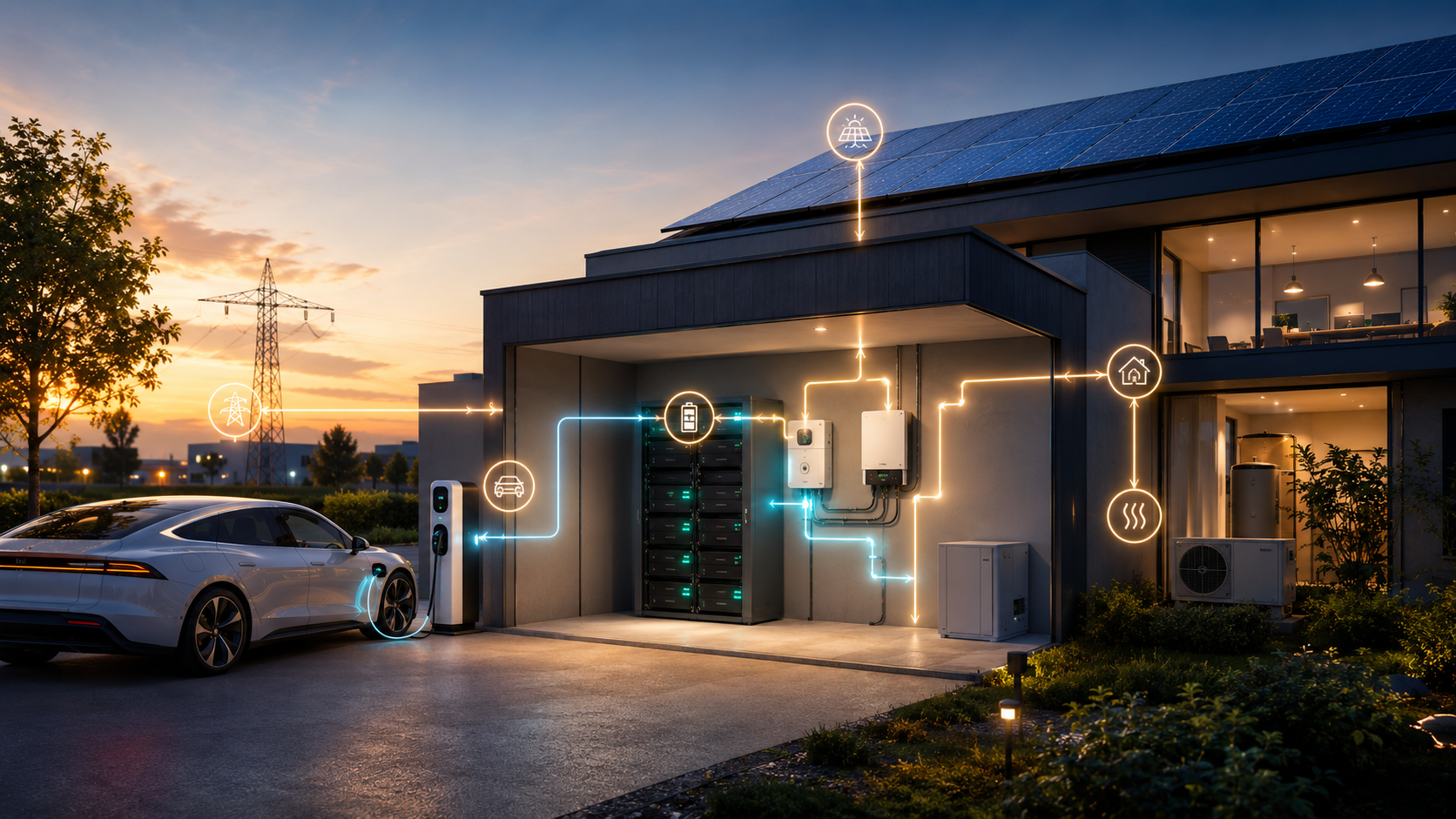 Speicher-Auslegung: PV, Batteriespeicher, Wallbox und Wärmepumpe als integriertes Sektorkopplungs-System.