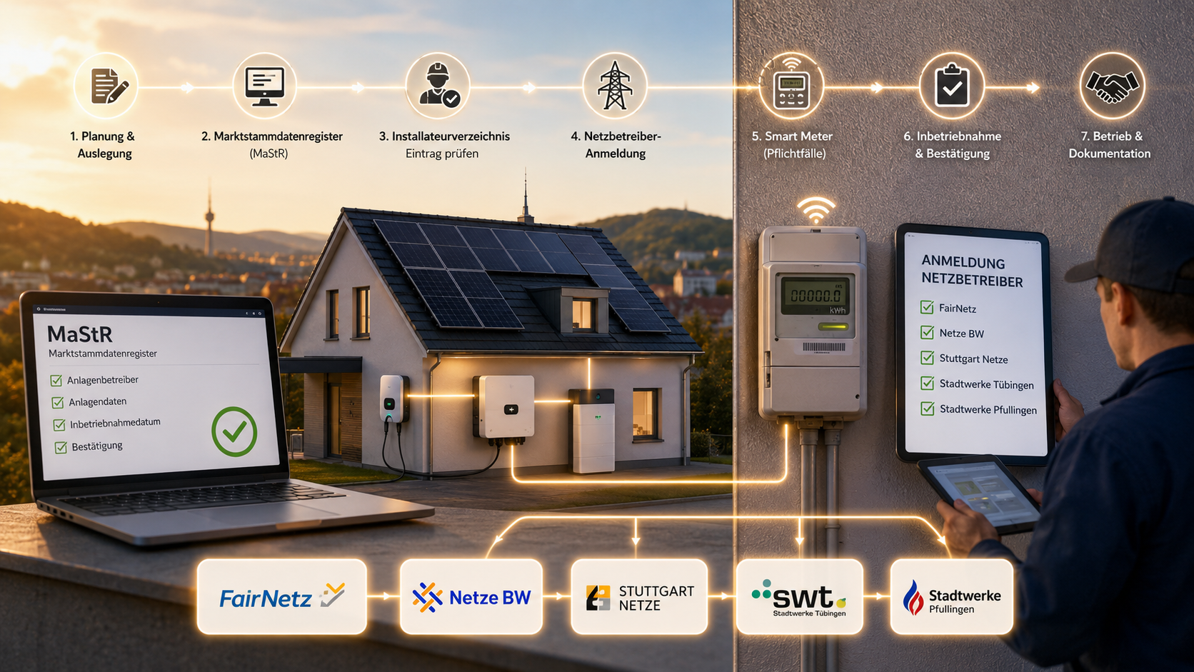 Photovoltaik in Baden-Württemberg anmelden: FairNetz, Netze BW, Stadtwerke Schritt für Schritt 2026